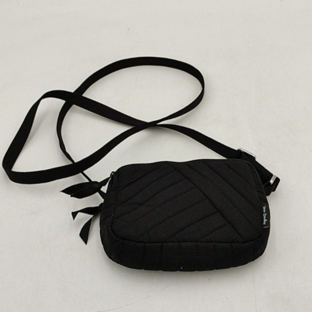Vera Bradley Crossbody Bag Womens Small Black Quilted Microfiber Zip Purse